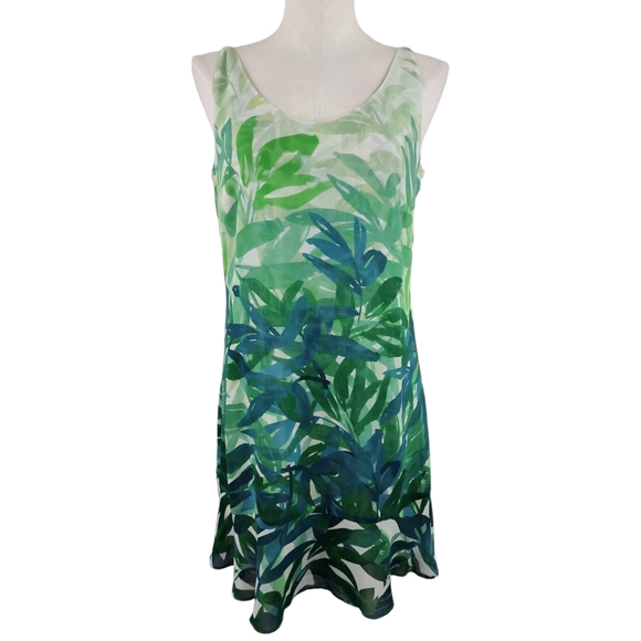 CAbi Green Fond Castaway Tropical Dress M Spaghetti Strap - Picture 1 of 5